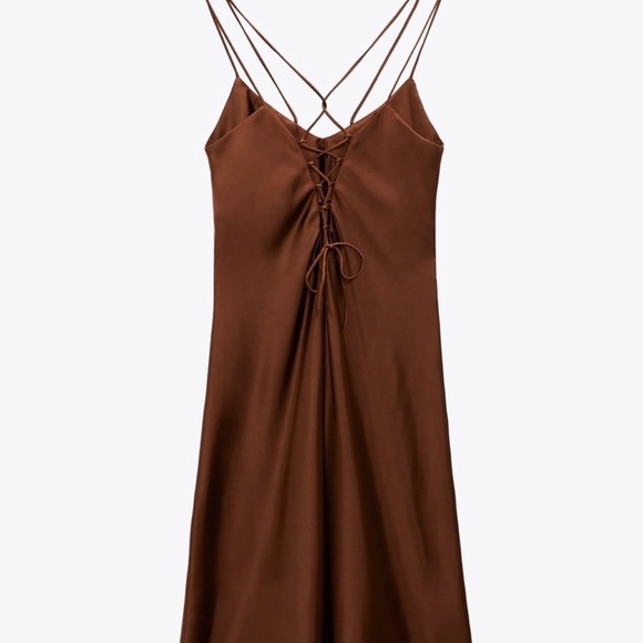 BROWN SILK MIDI DRESS - Picture 6 of 6